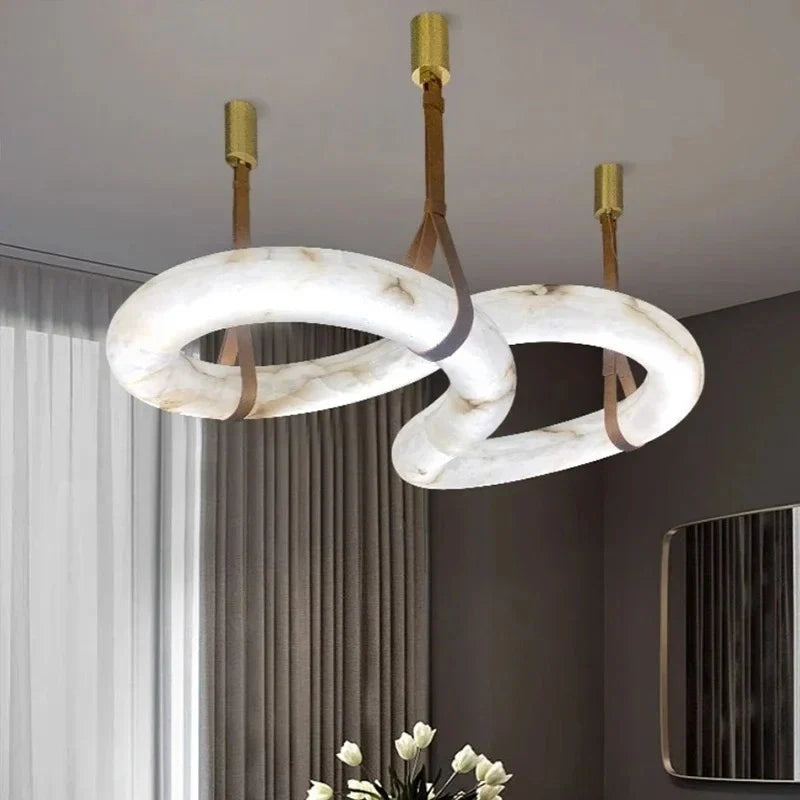 Luxury alabaster ring hanging chandelier