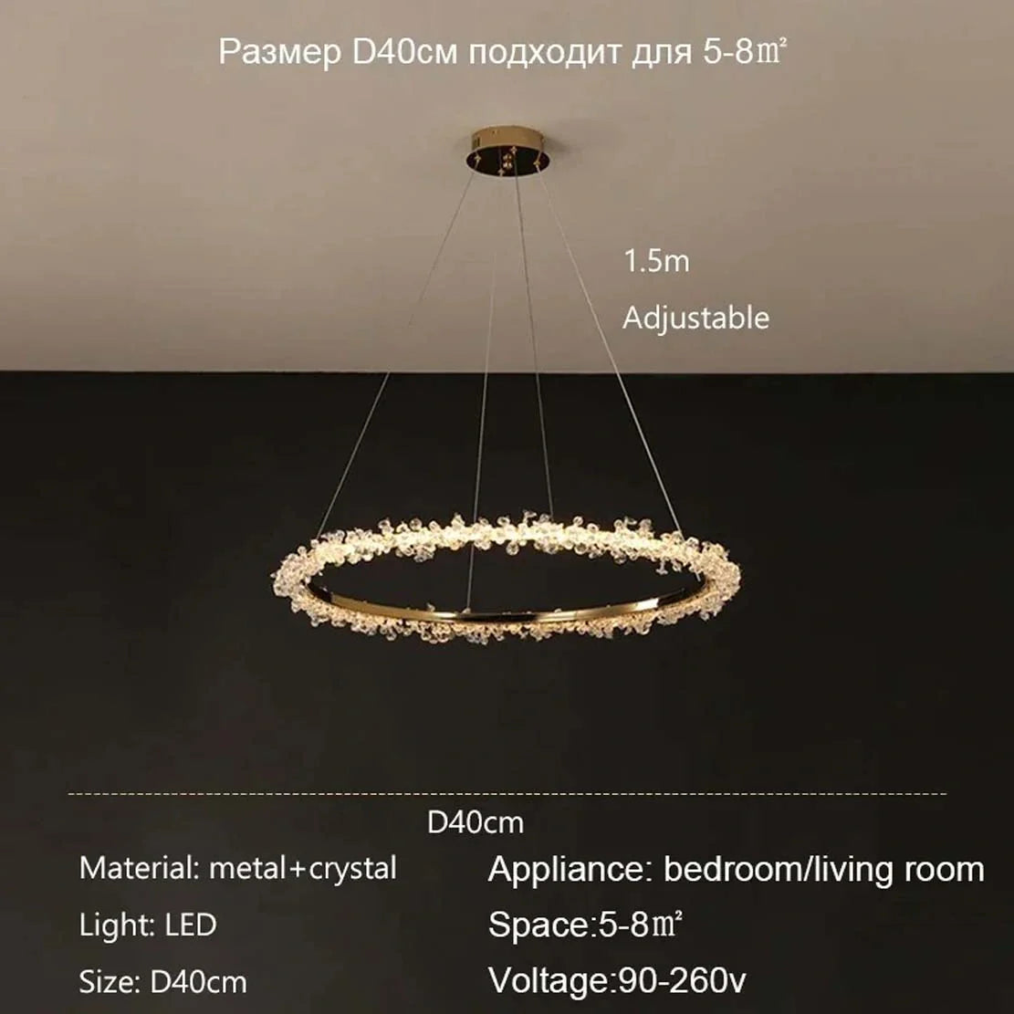 Luxury chandelier over dining table