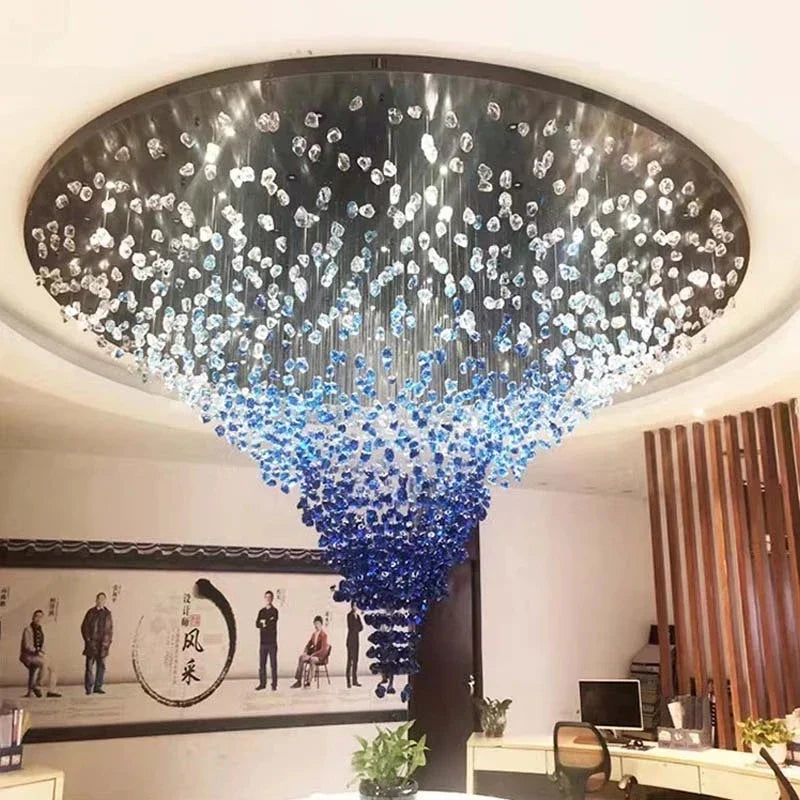 Luxury crystal chandelier with polished steel finish