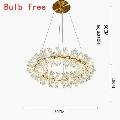 Luxury flower crystal chandelier installed