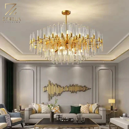 Luxury gold crystal LED chandelier