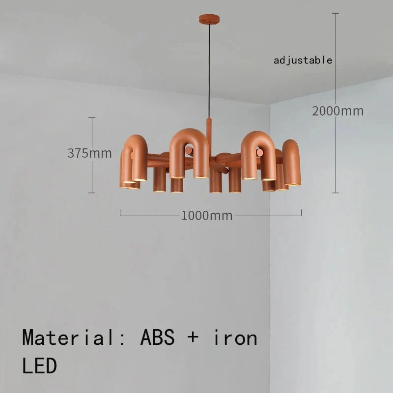 Macarone U-shaped LED pendant chandelier installed
