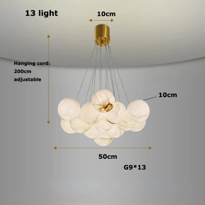 Marble pendant light installed in room