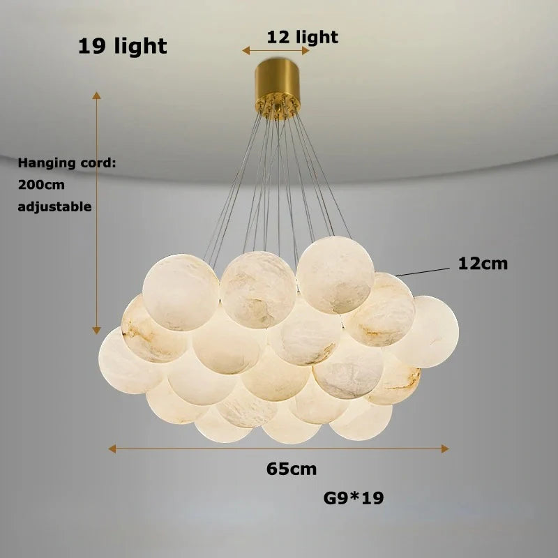 Marble round ceiling lamp installed