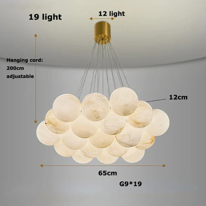Marble round ceiling lamp installed
