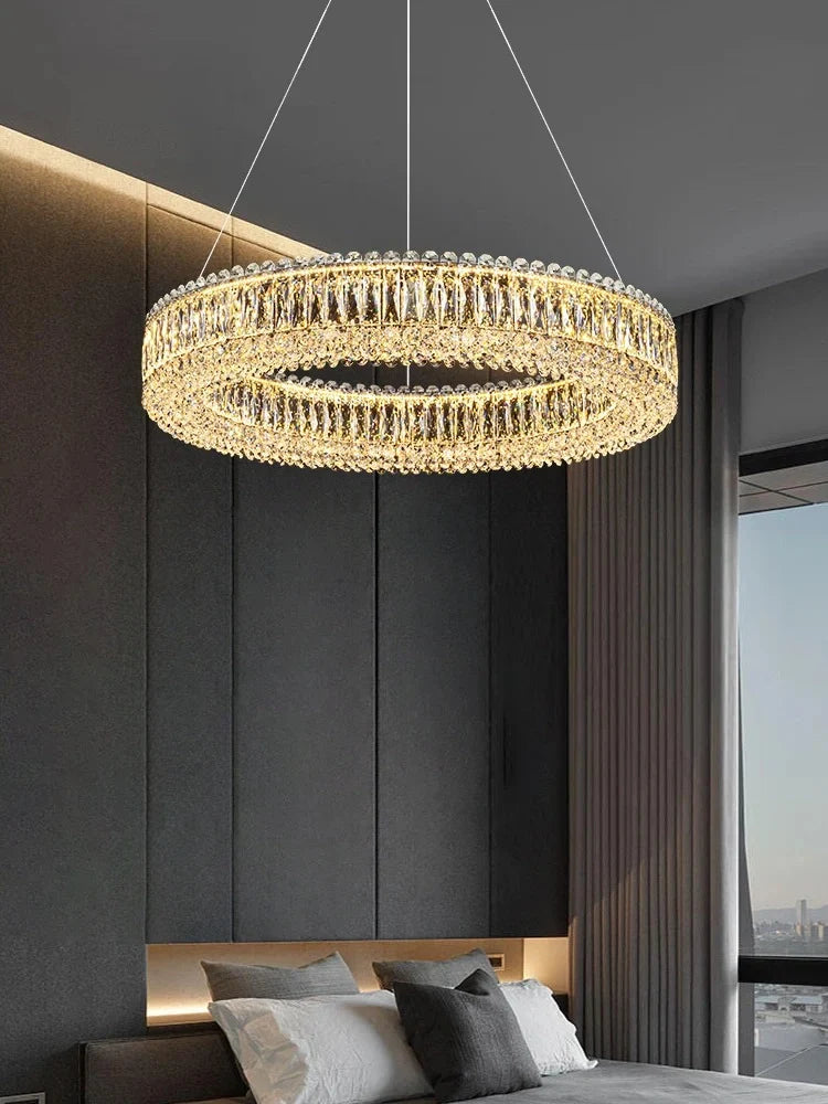 Modern K9 crystal LED flush mount chandelier