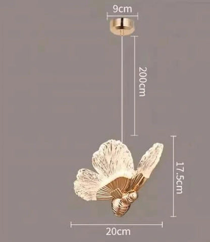 Modern acrylic butterfly chandelier installed
