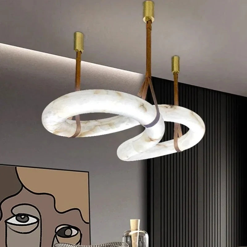 Modern alabaster LED ring ceiling light
