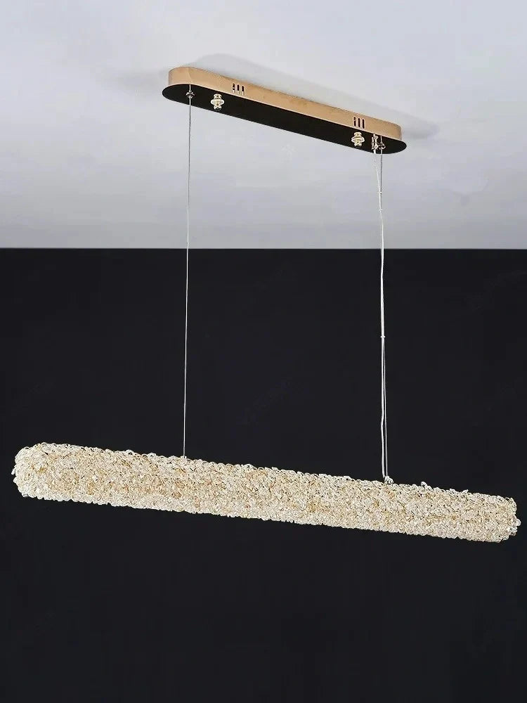 Modern crystal pendant chandelier installed