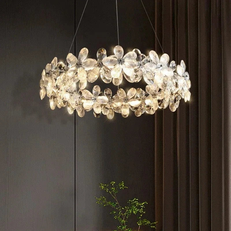 Modern crystal petal chandelier