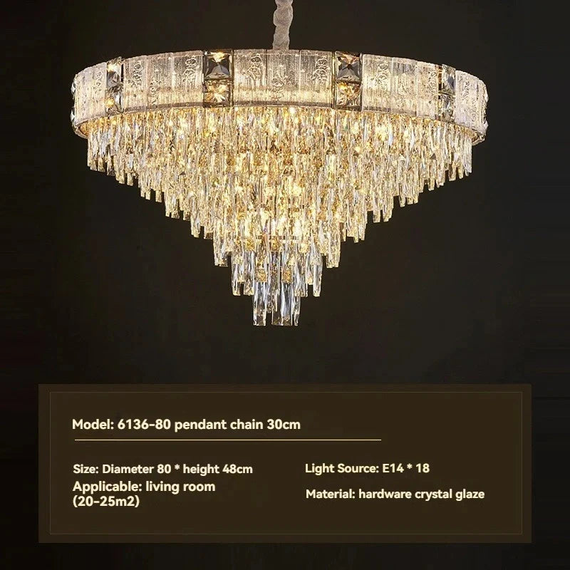 Modern gold crystal chain lighting