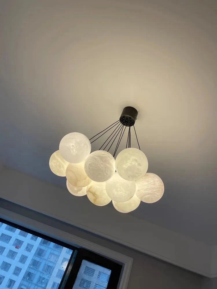 Modern marble pendant installed