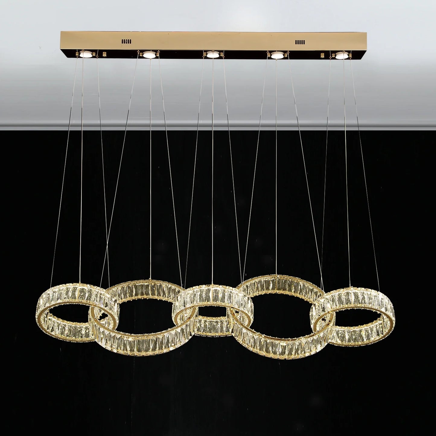 Modern rectangular LED crystal chandelier