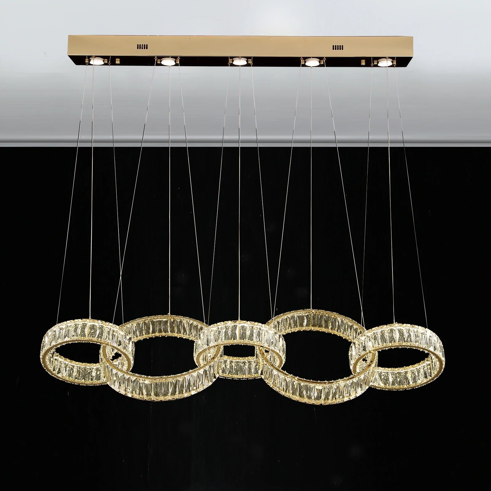 Modern rectangular LED crystal chandelier