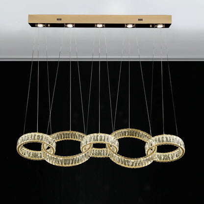 Modern rectangular LED crystal chandelier