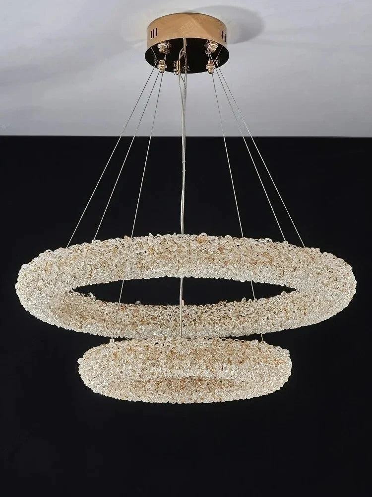 Modern silver and gold LED chandelier