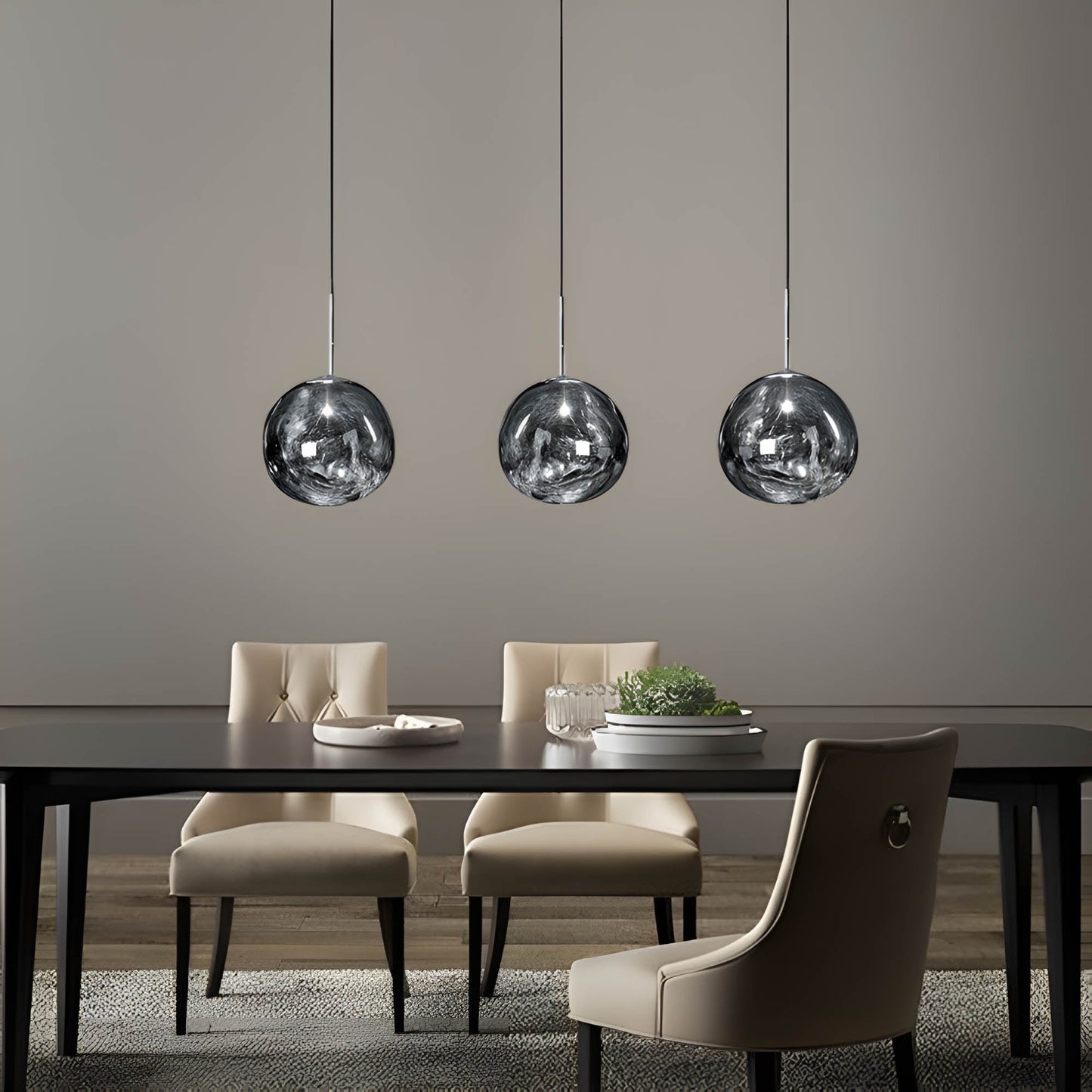 Dark glass pendant light interior
