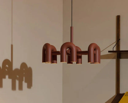 Nordic LED pendant U-shaped chandelier installed