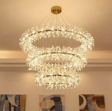 Nordic flower crystal LED pendant chandelier