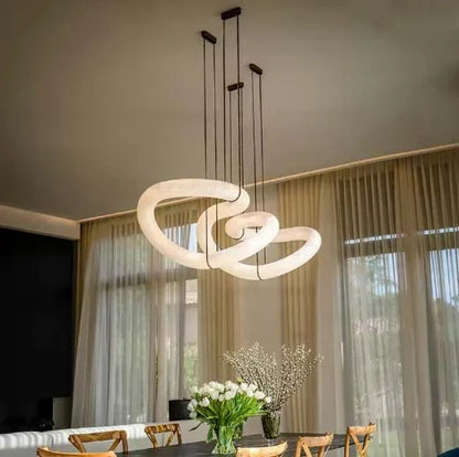 Pendant chandelier close-up alabaster marble
