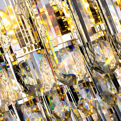 Postmodern crystal chandelier installed in room
