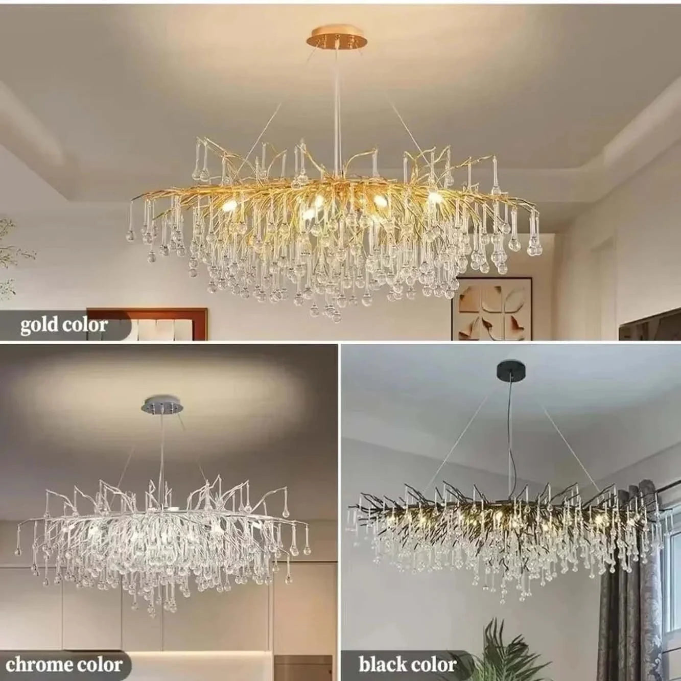 Rectangular Crystal Chandelier – Chrome Pendant Light