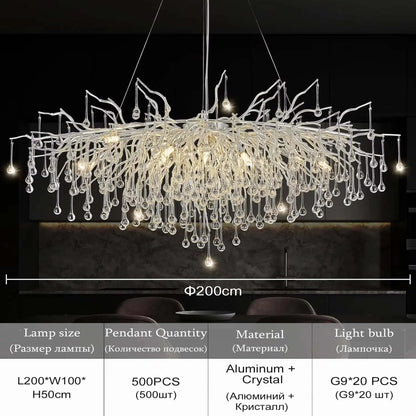 Rectangular Crystal Pendant Installed – Ambient Lighting