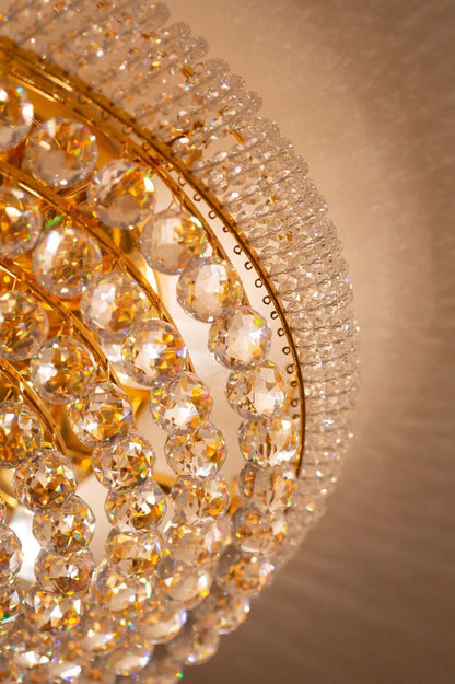 Round LED crystal chandelier installed