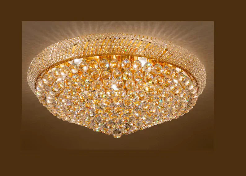 Round crystal pendant ceiling light