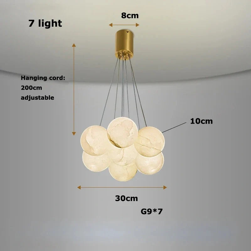 Round marble LED ceiling light installed