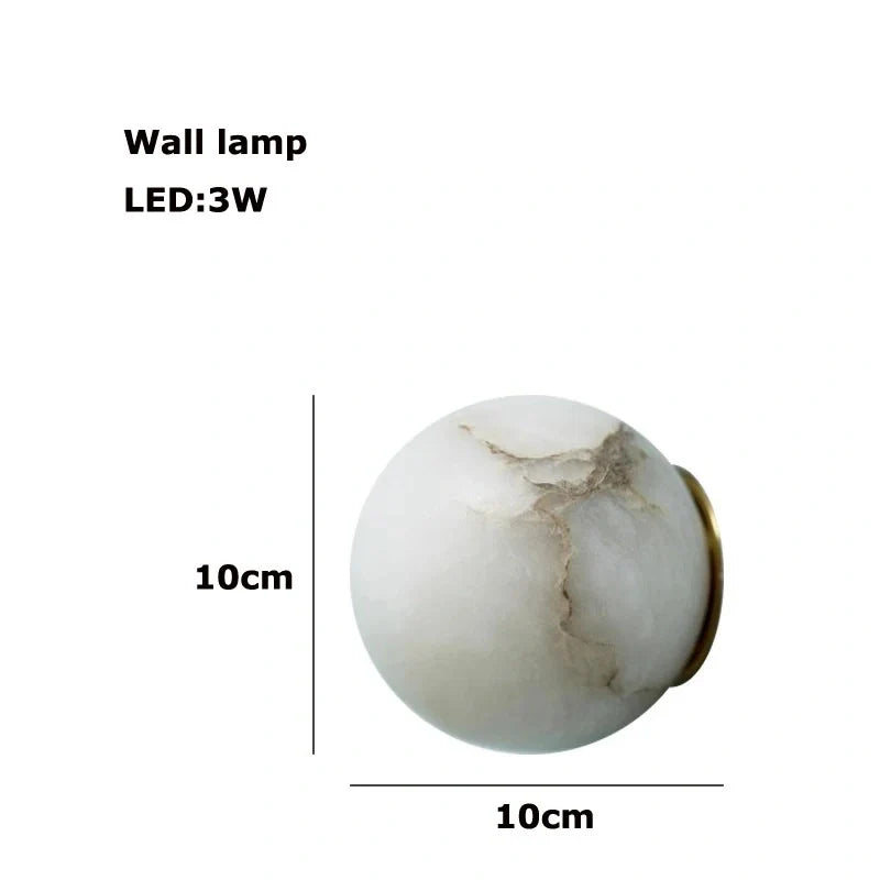 Round marble LED hanging lamp