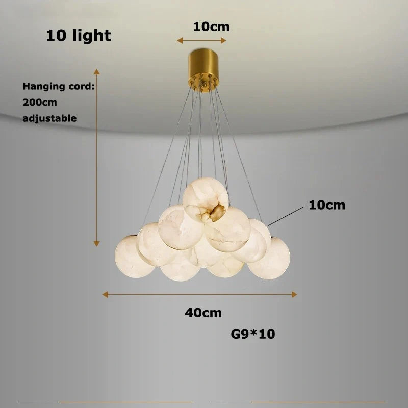 Round marble ball pendant light angle