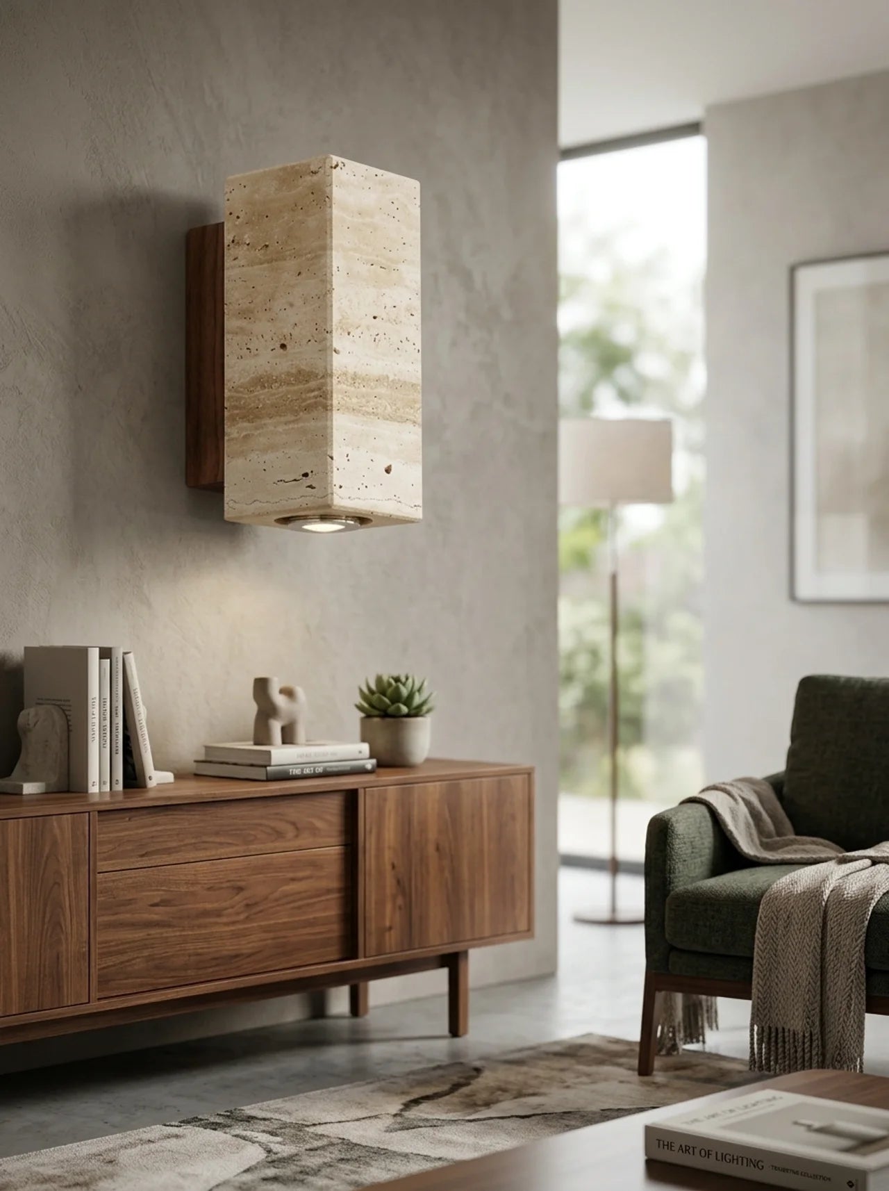 Ebony Travertine Wall Light