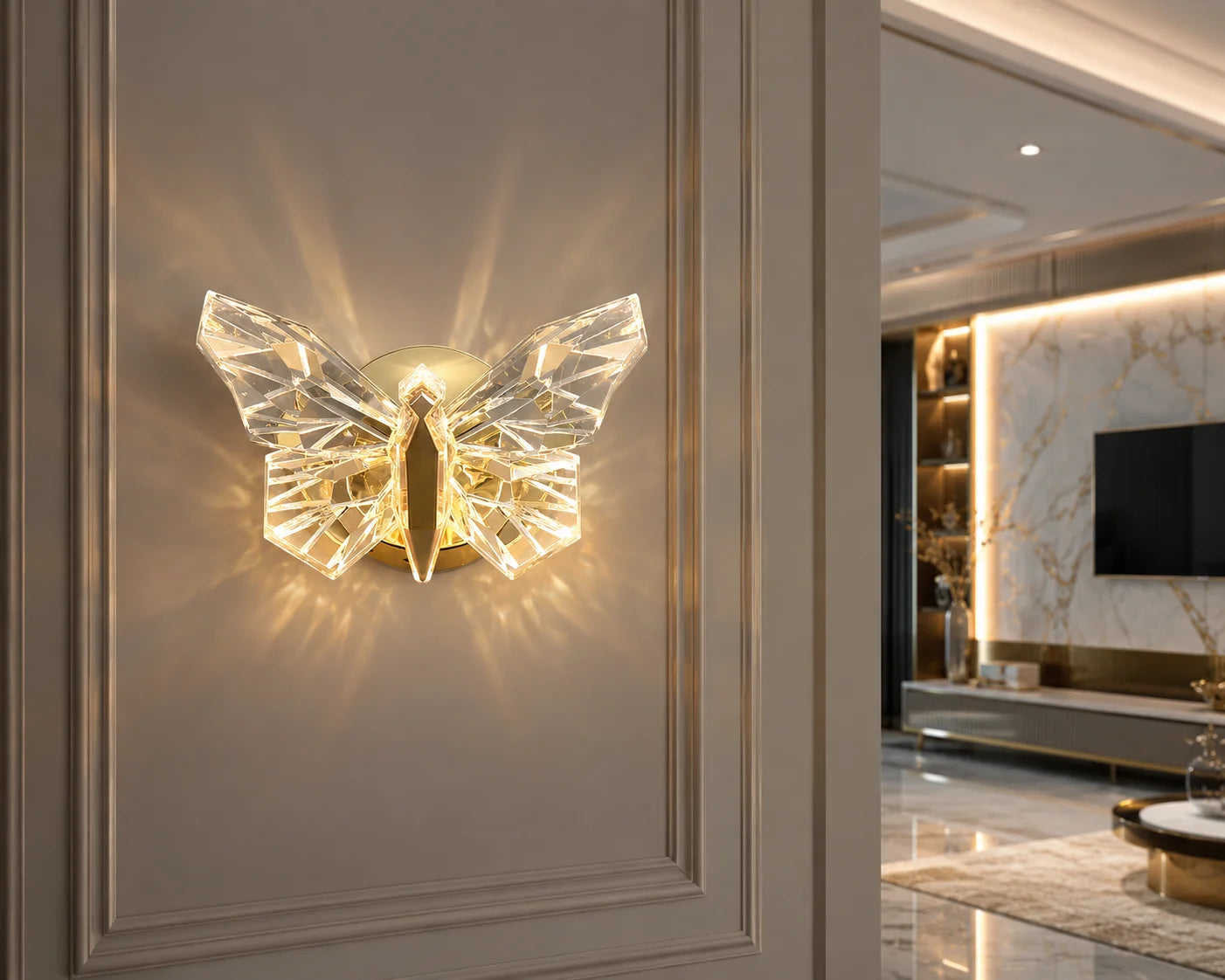 Crystal Butterfly Wall Lamp