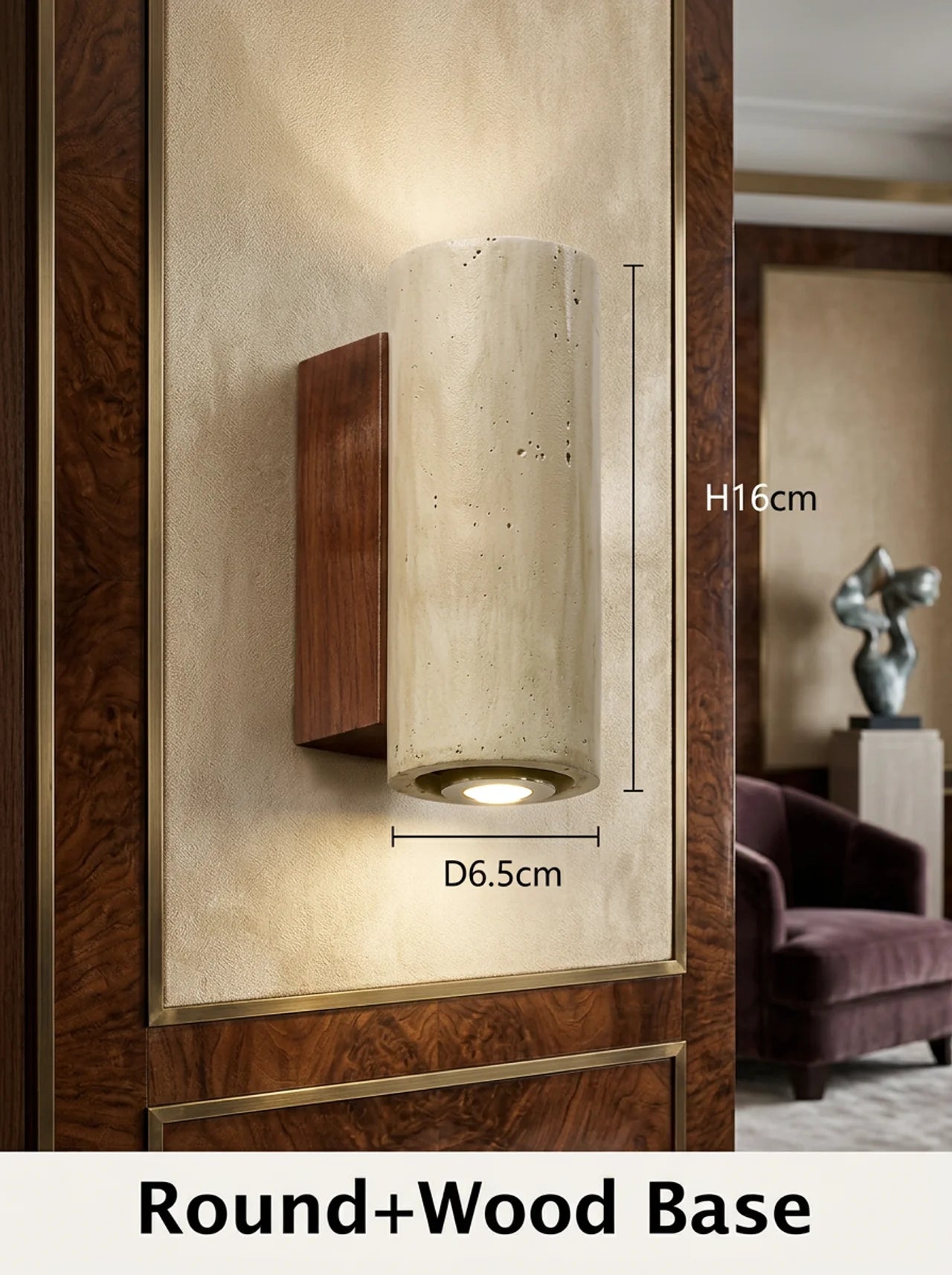 Ebony Travertine Wall Light