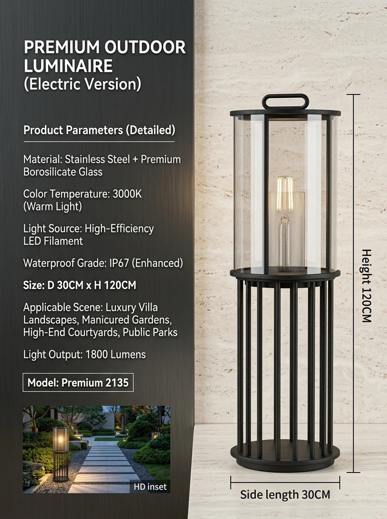 Elvy Villa Waterproof Garden Lamp