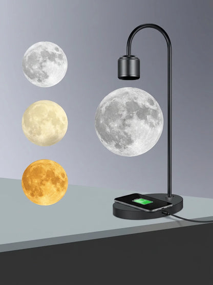 Black lamp with moon phases on a gray background