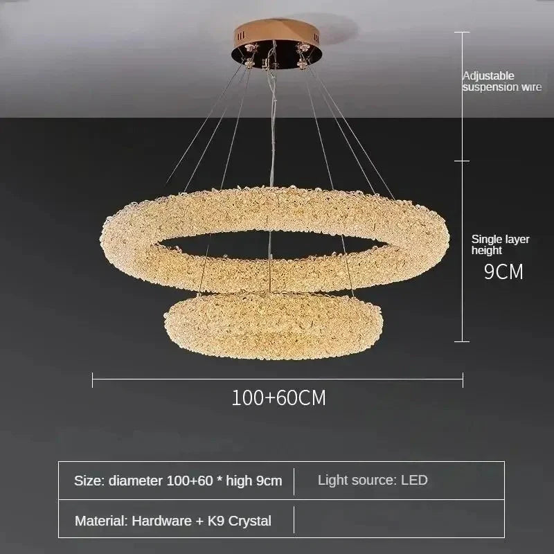 Silver & gold crystal LED pendant