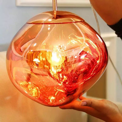 Smoky glass ceiling lamp close view