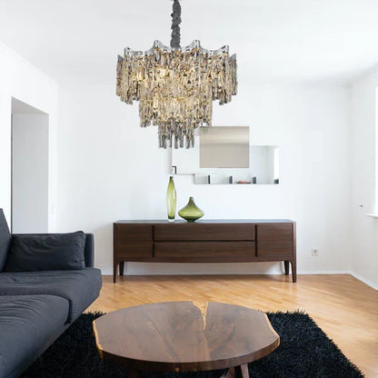 Stylish crystal chandelier for dining space