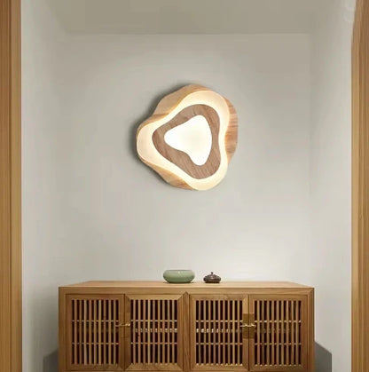 Wooden ceiling lamp with rattan design