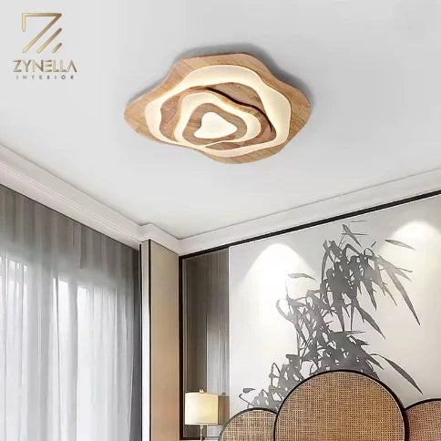 Zayden wooden rattan LED pendant light