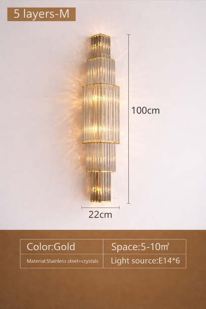 Opulent Pillar Crystal Wall Lamp