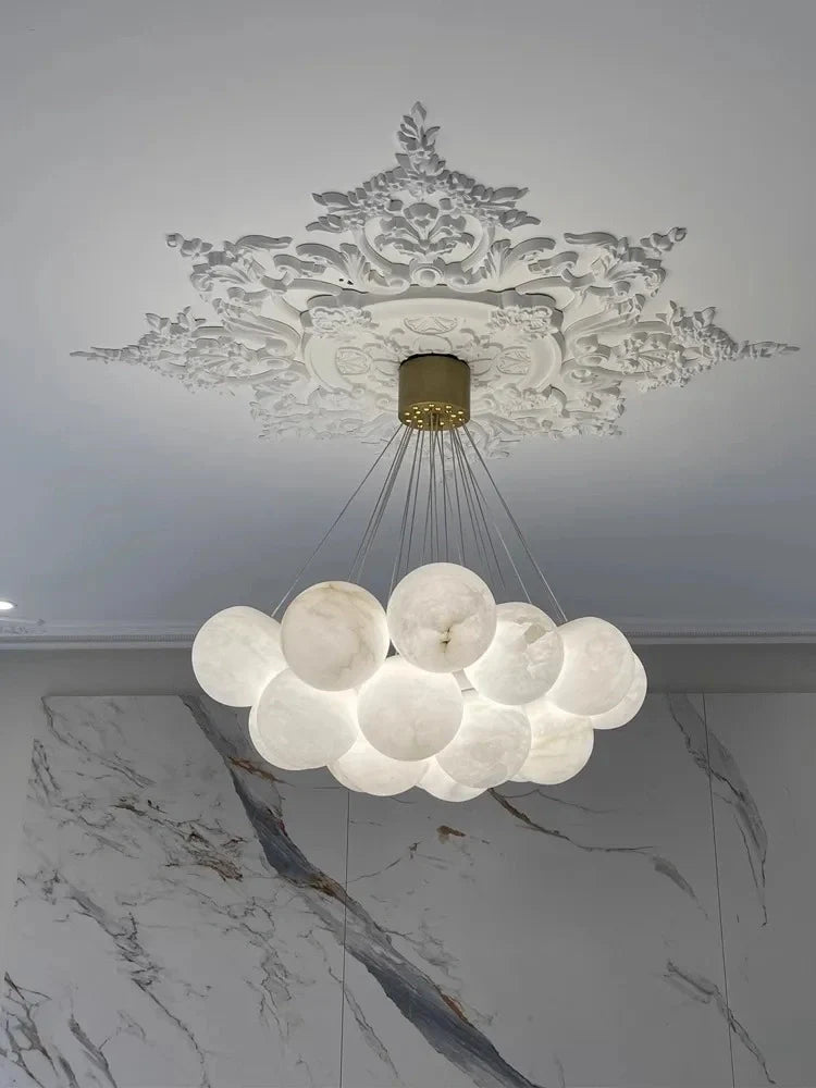 Zynella round marble pendant chandelier