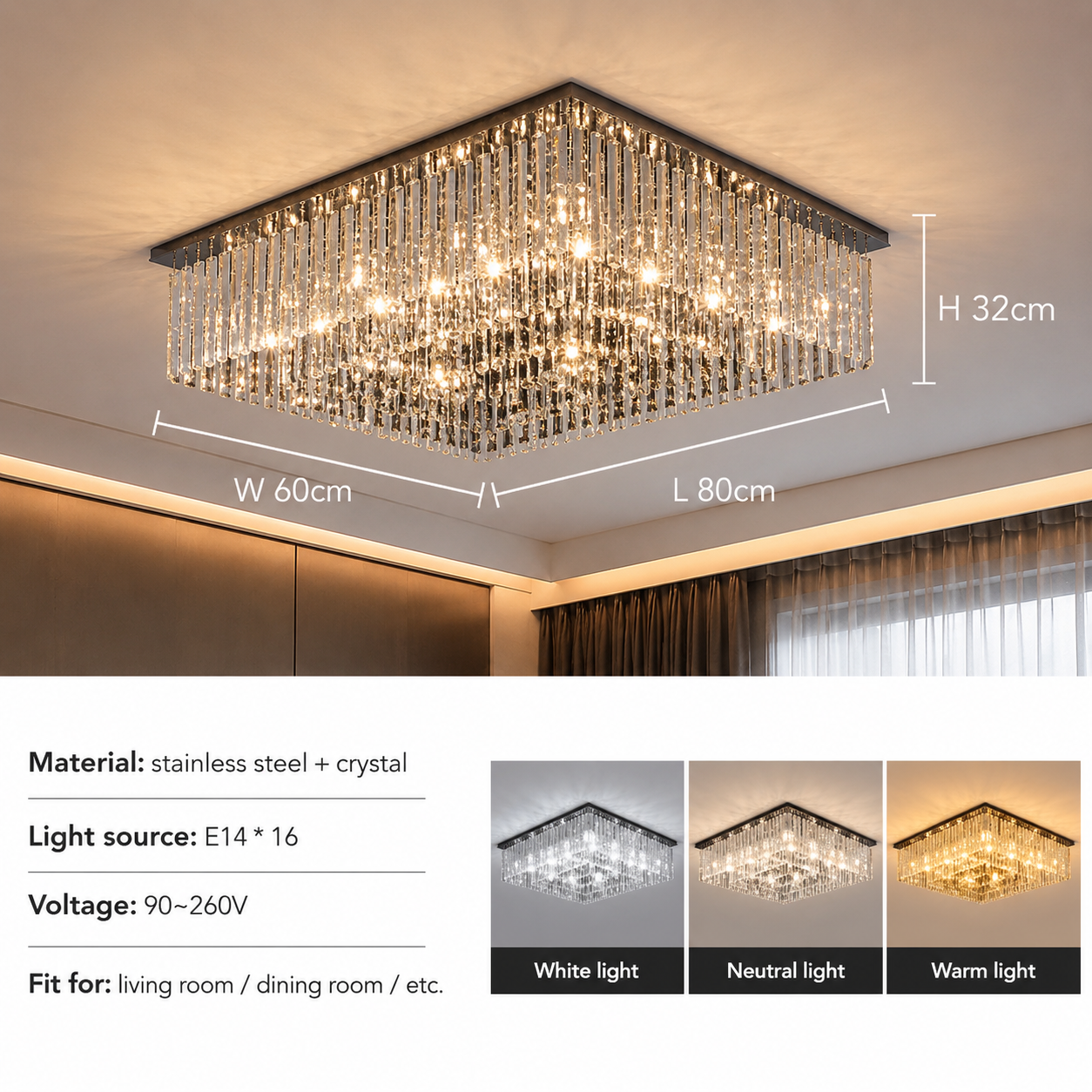 Kade Crystal Modern Chandelier | Zynella Interior