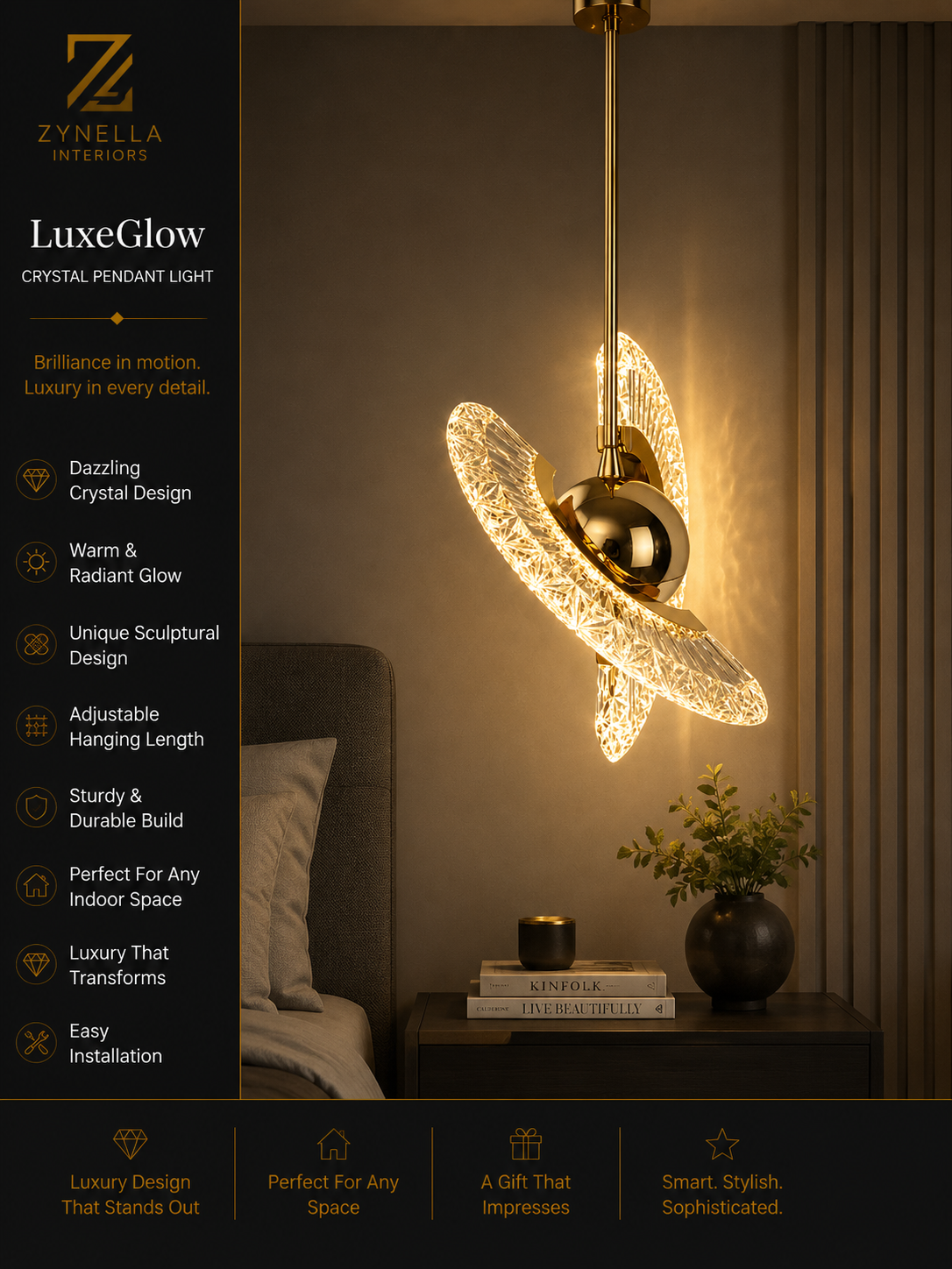Zynella Mini Acrylic LED Pendant Chandelier