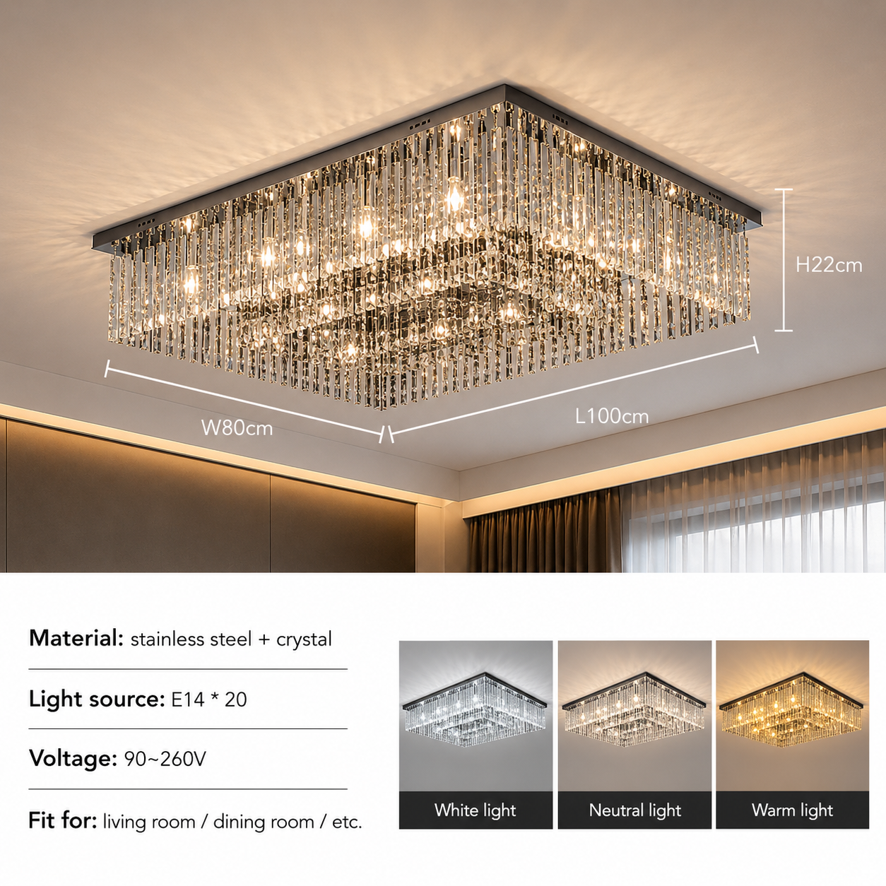 Kade Crystal Modern Chandelier | Zynella Interior