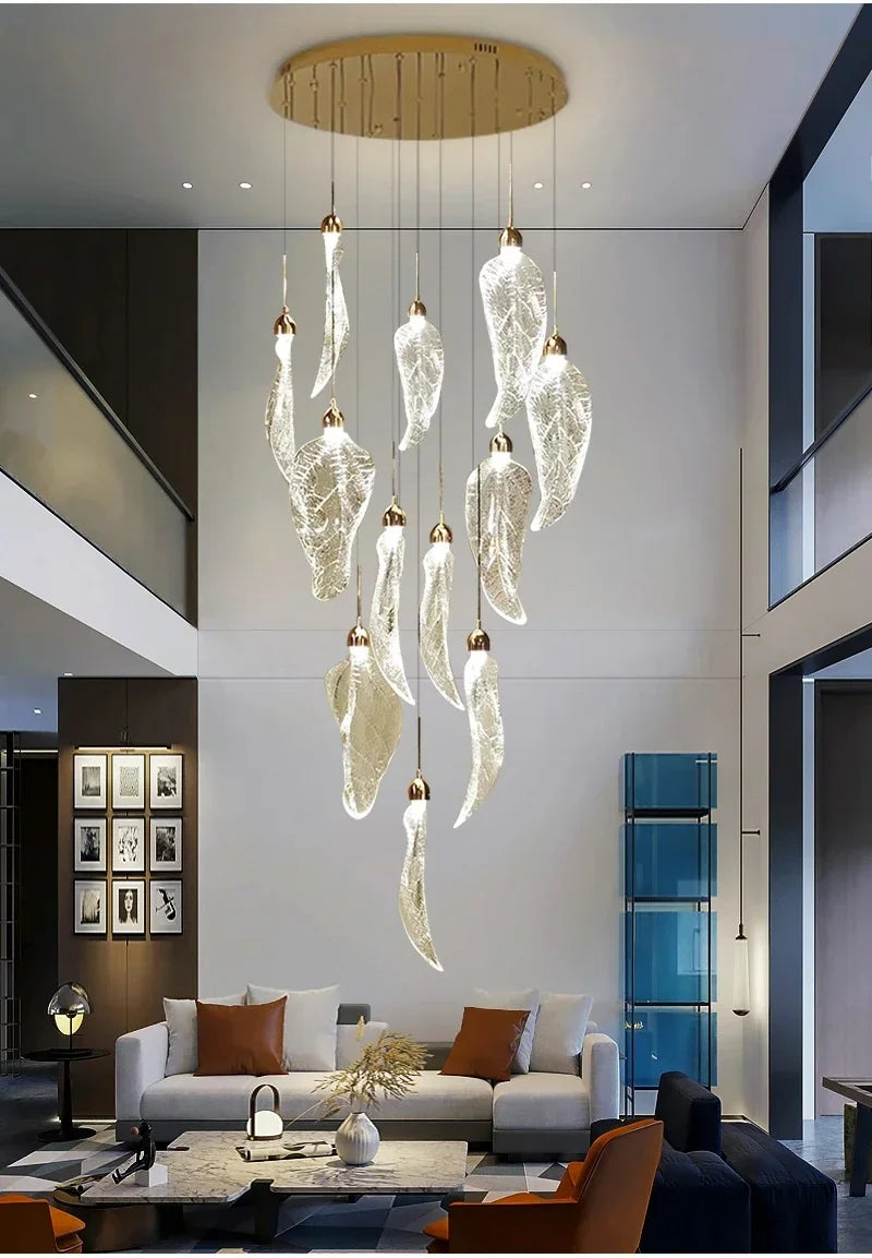 Elyora Acrylic Staircase Chandelier Modern  Art Deco Inspired Illumination - Zynella