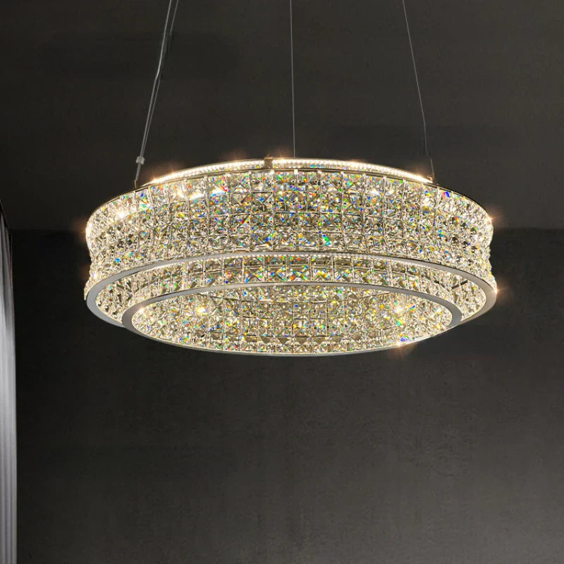 luxury foyer chandelier with cascading crystal structure