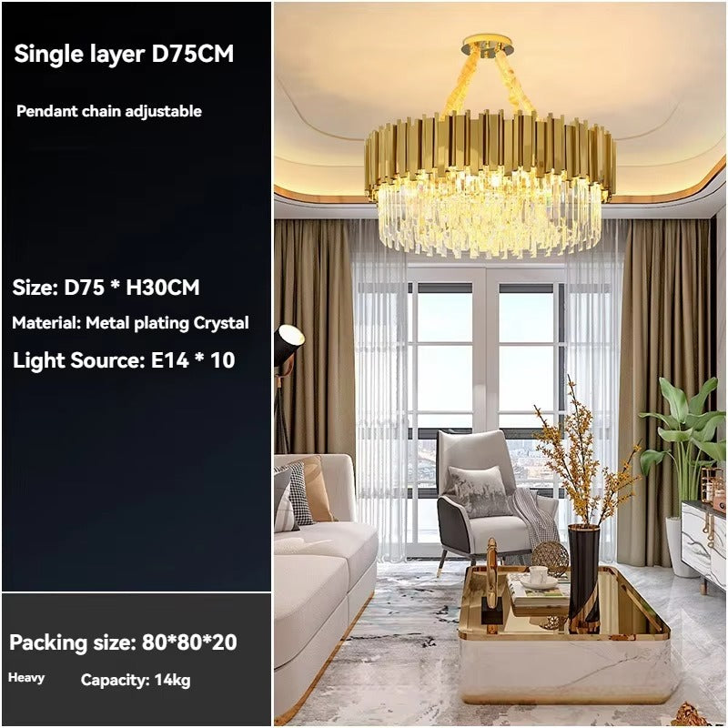 High-end modern chandelier with brushed stainless steel